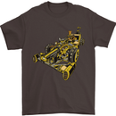 Steampunk Racing Car Mens T-Shirt Cotton Gildan Dark Chocolate