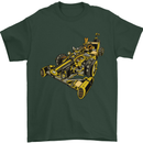 Steampunk Racing Car Mens T-Shirt Cotton Gildan Forest Green