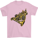 Steampunk Racing Car Mens T-Shirt Cotton Gildan Light Pink