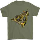 Steampunk Racing Car Mens T-Shirt Cotton Gildan Military Green