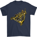 Steampunk Racing Car Mens T-Shirt Cotton Gildan Navy Blue