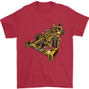 Steampunk Racing Car Mens T-Shirt Cotton Gildan Red