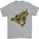 Steampunk Racing Car Mens T-Shirt Cotton Gildan Sports Grey