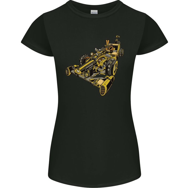 Steampunk Racing Car Womens Petite Cut T-Shirt Black