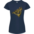 Steampunk Racing Car Womens Petite Cut T-Shirt Navy Blue