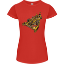 Steampunk Racing Car Womens Petite Cut T-Shirt Red