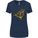 Steampunk Racing Car Womens Wider Cut T-Shirt Navy Blue