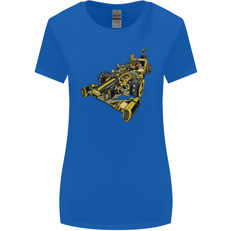 Steampunk Racing Car Womens Wider Cut T-Shirt Royal Blue