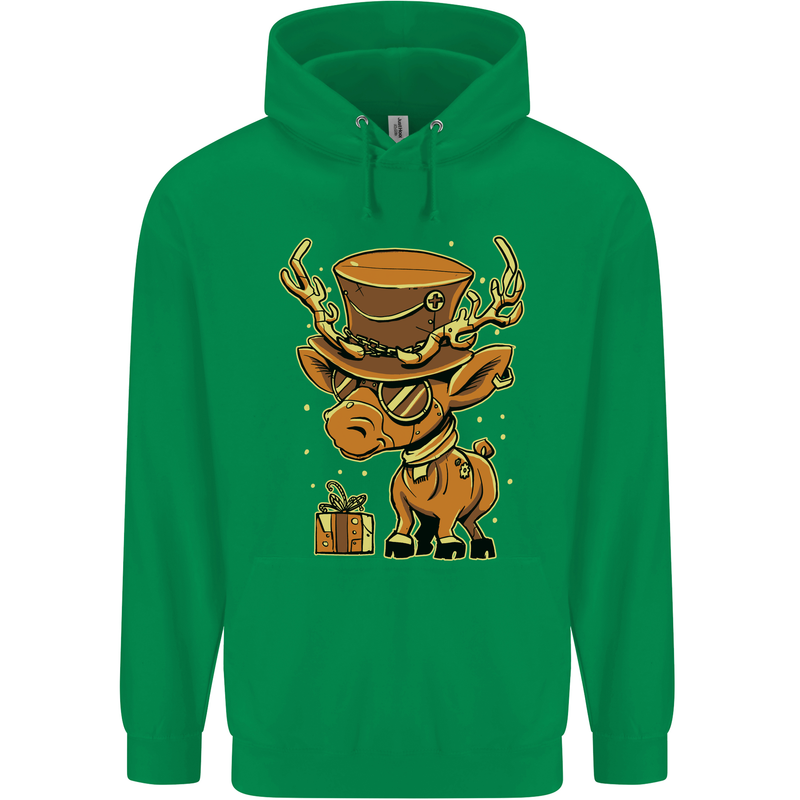 Steampunk Reindeer Funny Christmas Childrens Kids Hoodie Irish Green