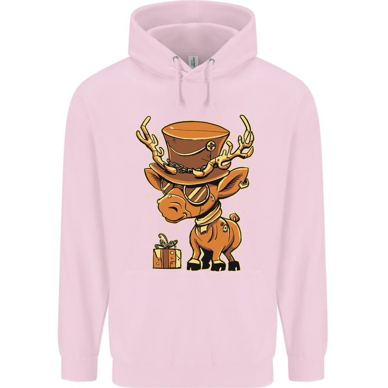 Steampunk Reindeer Funny Christmas Childrens Kids Hoodie Light Pink
