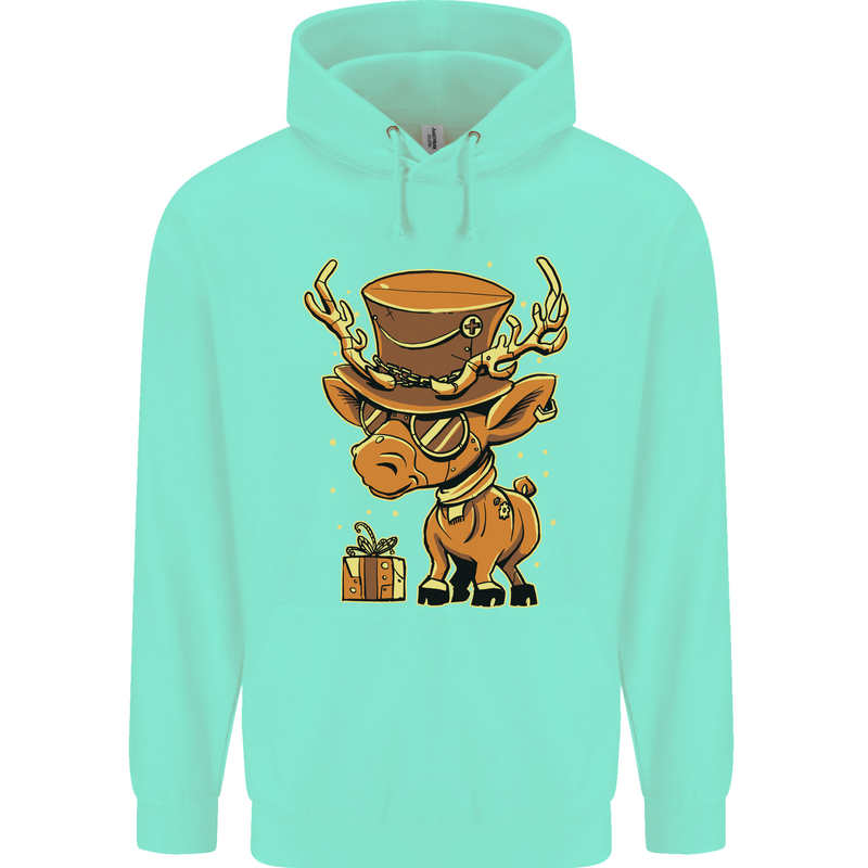 Steampunk Reindeer Funny Christmas Childrens Kids Hoodie Peppermint