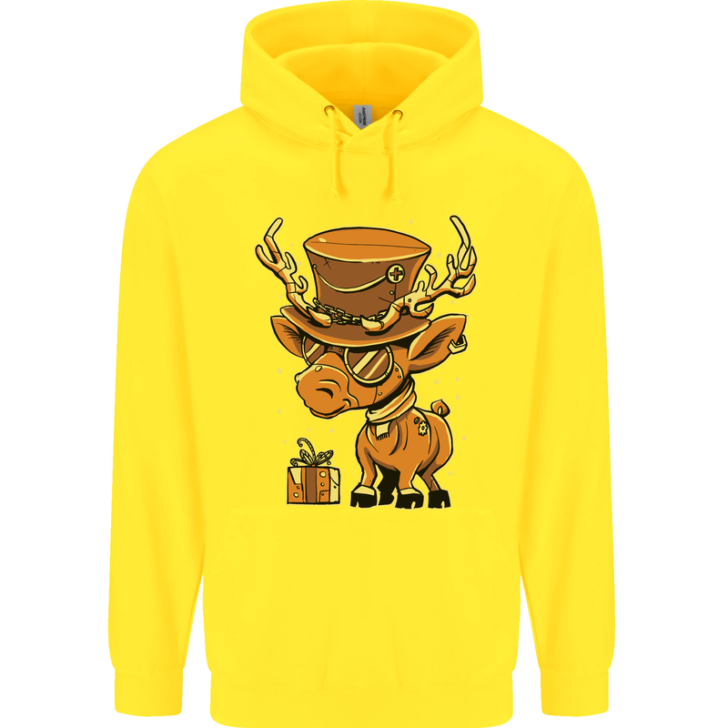 Steampunk Reindeer Funny Christmas Childrens Kids Hoodie Yellow