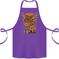 Steampunk Reindeer Funny Christmas Cotton Apron 100% Organic Purple