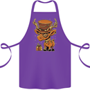 Steampunk Reindeer Funny Christmas Cotton Apron 100% Organic Purple