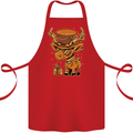 Steampunk Reindeer Funny Christmas Cotton Apron 100% Organic Red