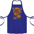 Steampunk Reindeer Funny Christmas Cotton Apron 100% Organic Royal Blue