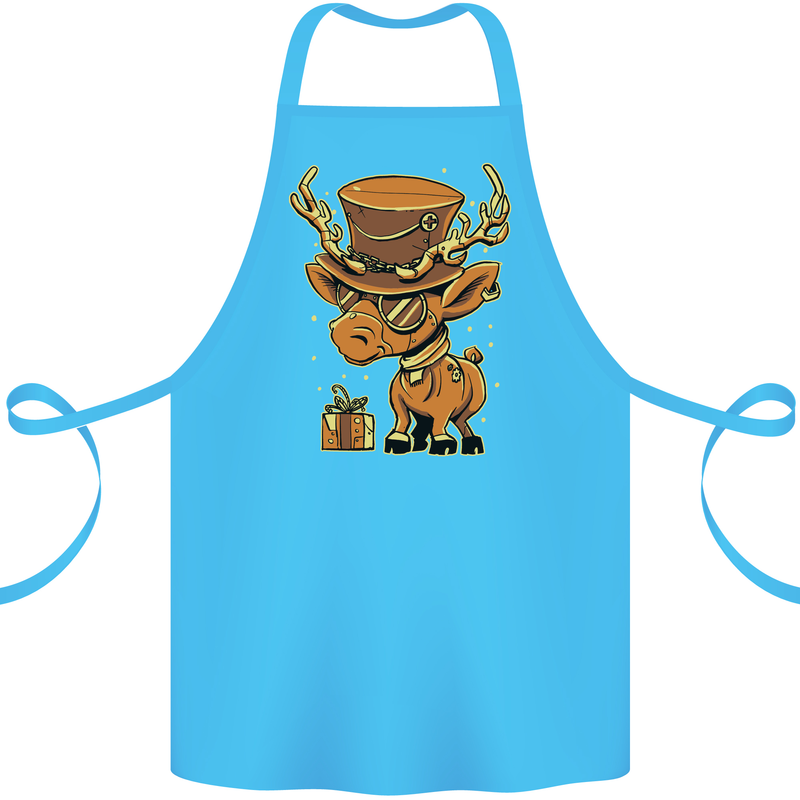 Steampunk Reindeer Funny Christmas Cotton Apron 100% Organic Turquoise