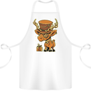 Steampunk Reindeer Funny Christmas Cotton Apron 100% Organic White