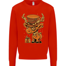 Steampunk Reindeer Funny Christmas Kids Sweatshirt Jumper Bright Red