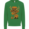 Steampunk Reindeer Funny Christmas Kids Sweatshirt Jumper Irish Green