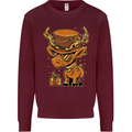 Steampunk Reindeer Funny Christmas Kids Sweatshirt Jumper Maroon