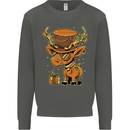 Steampunk Reindeer Funny Christmas Kids Sweatshirt Jumper Storm Grey