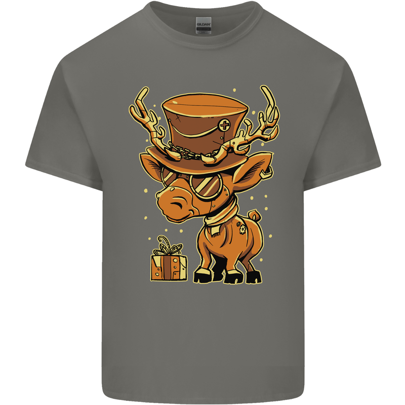 Steampunk Reindeer Funny Christmas Kids T-Shirt Childrens Charcoal