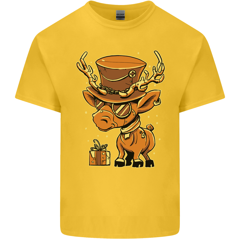 Steampunk Reindeer Funny Christmas Kids T-Shirt Childrens Yellow