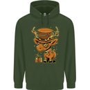 Steampunk Reindeer Funny Christmas Mens 80% Cotton Hoodie Forest Green