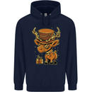 Steampunk Reindeer Funny Christmas Mens 80% Cotton Hoodie Navy Blue
