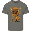 Steampunk Reindeer Funny Christmas Mens Cotton T-Shirt Tee Top Charcoal