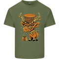 Steampunk Reindeer Funny Christmas Mens Cotton T-Shirt Tee Top Military Green