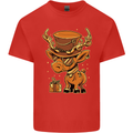 Steampunk Reindeer Funny Christmas Mens Cotton T-Shirt Tee Top Red