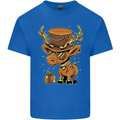 Steampunk Reindeer Funny Christmas Mens Cotton T-Shirt Tee Top Royal Blue