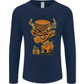 Steampunk Reindeer Funny Christmas Mens Long Sleeve T-Shirt Navy Blue