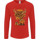Steampunk Reindeer Funny Christmas Mens Long Sleeve T-Shirt Red