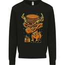 Steampunk Reindeer Funny Christmas Mens Sweatshirt Jumper Black