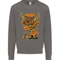 Steampunk Reindeer Funny Christmas Mens Sweatshirt Jumper Charcoal