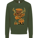 Steampunk Reindeer Funny Christmas Mens Sweatshirt Jumper Forest Green