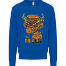 Steampunk Reindeer Funny Christmas Mens Sweatshirt Jumper Royal Blue