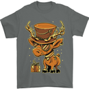 Steampunk Reindeer Funny Christmas Mens T-Shirt 100% Cotton Charcoal