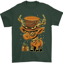 Steampunk Reindeer Funny Christmas Mens T-Shirt 100% Cotton Forest Green
