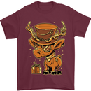 Steampunk Reindeer Funny Christmas Mens T-Shirt 100% Cotton Maroon