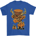 Steampunk Reindeer Funny Christmas Mens T-Shirt 100% Cotton Royal Blue
