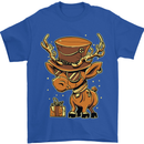 Steampunk Reindeer Funny Christmas Mens T-Shirt 100% Cotton Royal Blue