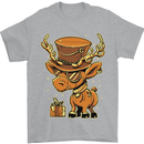 Steampunk Reindeer Funny Christmas Mens T-Shirt 100% Cotton Sports Grey
