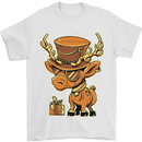 Steampunk Reindeer Funny Christmas Mens T-Shirt 100% Cotton White
