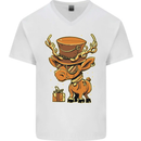 Steampunk Reindeer Funny Christmas Mens V-Neck Cotton T-Shirt White