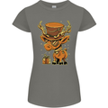 Steampunk Reindeer Funny Christmas Womens Petite Cut T-Shirt Charcoal