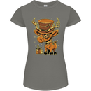 Steampunk Reindeer Funny Christmas Womens Petite Cut T-Shirt Charcoal